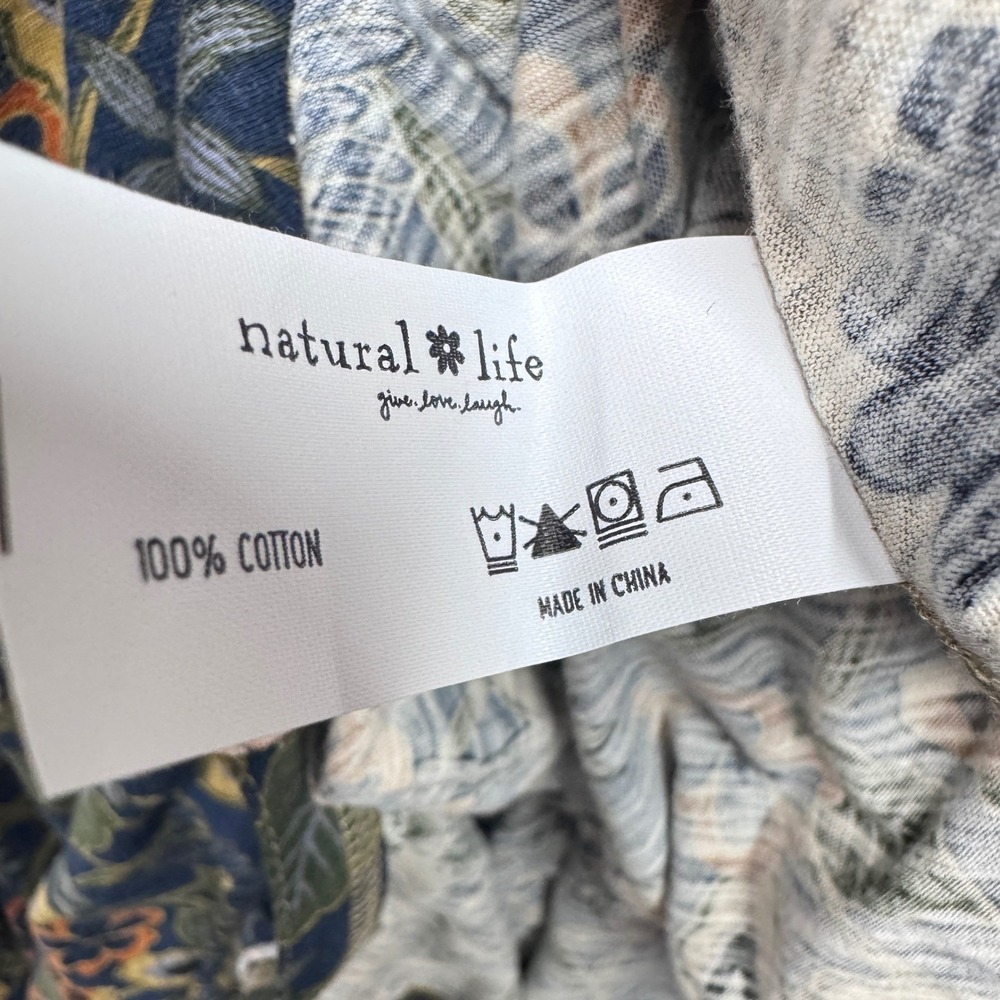 Natural Life Floral Maxi Dress Womens L Blue Sunflower Boho Cottagecore Garden - Picture 9 of 9